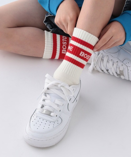 BAYFLOW（ベイフロー）の「[コーディネートのポイントに♪]ラインロゴソックス(KIDS)（ソックス/靴下・キッズ・ブラック/ブルー/レッド・L/M）」の13枚目の写真