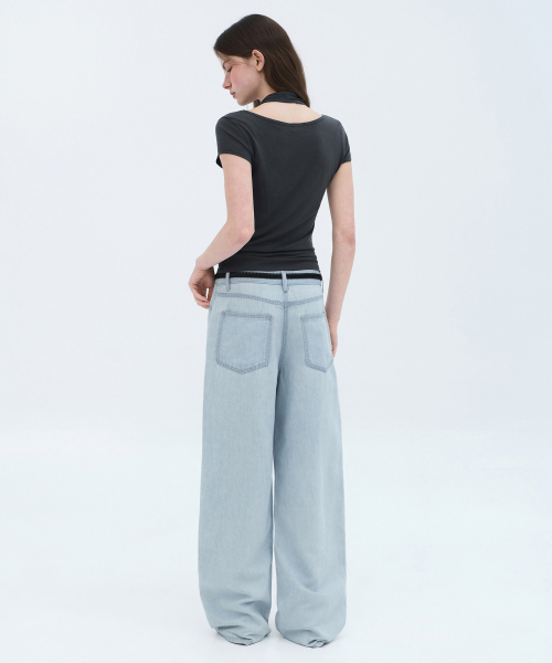 MUSINSA STANDARD WOMAN（ムシンサスタンダードウーマン）の「ウィメンズテンセルワイドデニムパンツ[アイスインディゴ]（デニムパンツ・レディース・その他・24/25/26/27/28/29/30）」の3枚目の写真