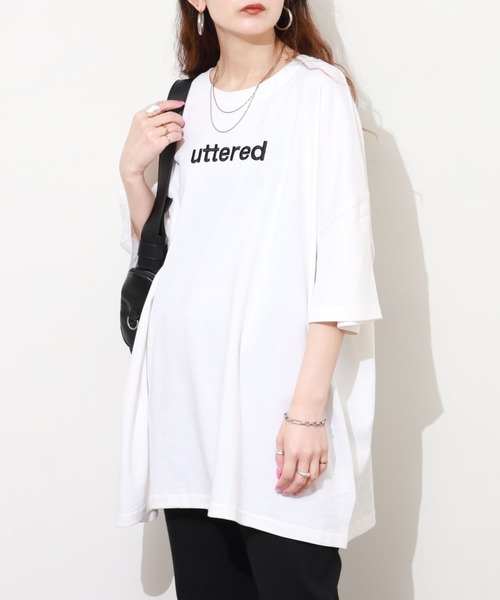 FUNALIVE(ファンアライブ)の「胸元刺繍ロゴ オーバーサイズ BIGTシャツ チュニック トップス 半端袖(Tシャツ/カットソー・レディース・ホワイト/カーキ/ブラック・L)」の9枚目の写真