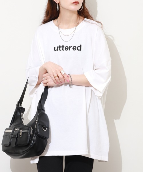 FUNALIVE(ファンアライブ)の「胸元刺繍ロゴ オーバーサイズ BIGTシャツ チュニック トップス 半端袖(Tシャツ/カットソー・レディース・ホワイト/カーキ/ブラック・L)」の10枚目の写真