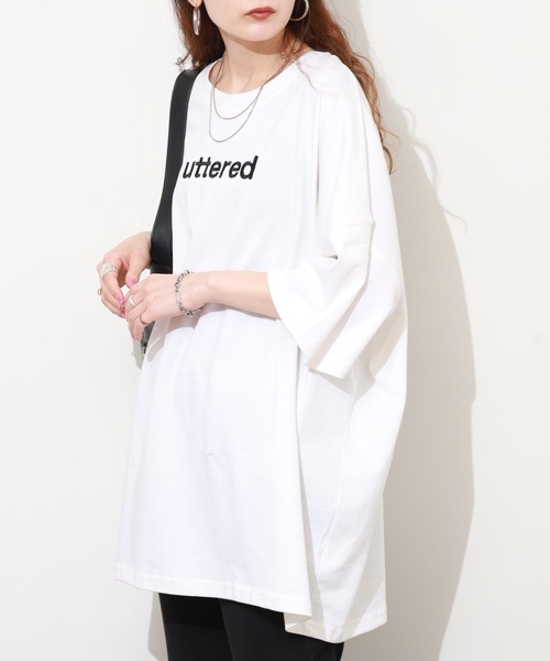 FUNALIVE（ファンアライブ）の「胸元刺繍ロゴ オーバーサイズ BIGTシャツ チュニック トップス 半端袖（Tシャツ/カットソー・レディース・ホワイト/カーキ/ブラック・L）」の12枚目の写真