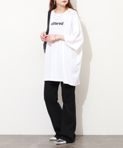 FUNALIVE(ファンアライブ)の「胸元刺繍ロゴ オーバーサイズ BIGTシャツ チュニック トップス 半端袖(Tシャツ/カットソー・レディース・ホワイト/カーキ/ブラック・L)」の13枚目の写真