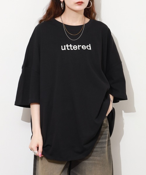 FUNALIVE(ファンアライブ)の「胸元刺繍ロゴ オーバーサイズ BIGTシャツ チュニック トップス 半端袖(Tシャツ/カットソー・レディース・ホワイト/カーキ/ブラック・L)」の15枚目の写真