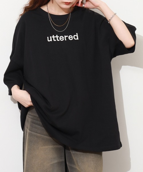 FUNALIVE（ファンアライブ）の「胸元刺繍ロゴ オーバーサイズ BIGTシャツ チュニック トップス 半端袖（Tシャツ/カットソー・レディース・ホワイト/カーキ/ブラック・L）」の17枚目の写真