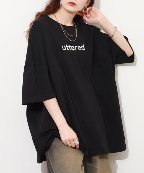 FUNALIVE(ファンアライブ)の「胸元刺繍ロゴ オーバーサイズ BIGTシャツ チュニック トップス 半端袖(Tシャツ/カットソー・レディース・ホワイト/カーキ/ブラック・L)」の18枚目の写真