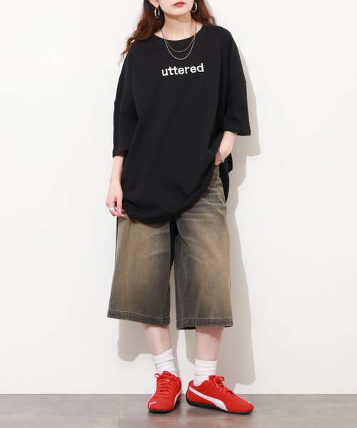 FUNALIVE(ファンアライブ)の「胸元刺繍ロゴ オーバーサイズ BIGTシャツ チュニック トップス 半端袖(Tシャツ/カットソー・レディース・ホワイト/カーキ/ブラック・L)」の20枚目の写真