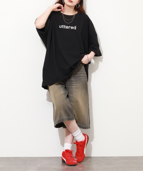 FUNALIVE（ファンアライブ）の「胸元刺繍ロゴ オーバーサイズ BIGTシャツ チュニック トップス 半端袖（Tシャツ/カットソー・レディース・ホワイト/カーキ/ブラック・L）」の21枚目の写真