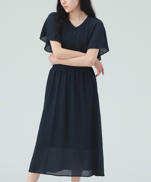 BEAMS HEART(ビームスハート)の「【6/18値下げ】袖フレア 合繊 ワンピース(ワンピース・レディース・ネイビー/グレー/グリーン・FREE)」の2枚目の写真