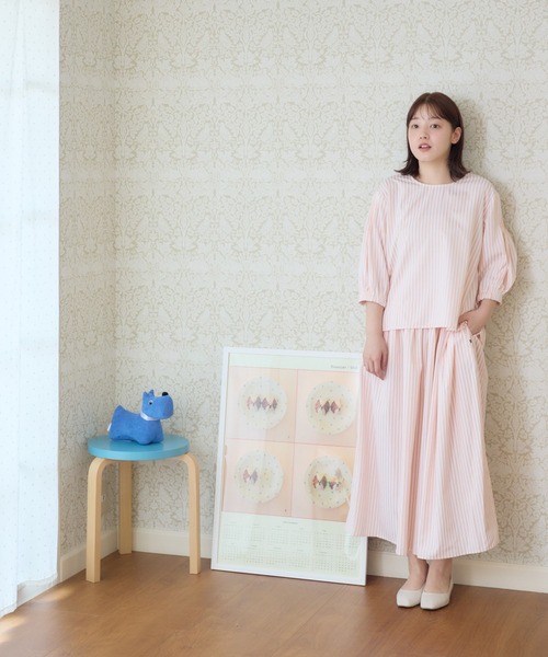 meeny miny(ミーニーマイニー)の「【メゾンテリア】ストライプブラウス(シャツ/ブラウス・レディース・ピンク/ブルー・S-M/M-L)」の3枚目の写真