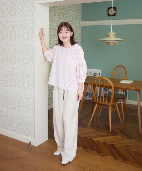 meeny miny(ミーニーマイニー)の「【メゾンテリア】ストライプブラウス(シャツ/ブラウス・レディース・ピンク/ブルー・S-M/M-L)」の4枚目の写真