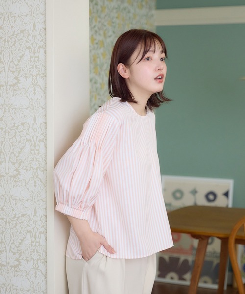 meeny miny(ミーニーマイニー)の「【メゾンテリア】ストライプブラウス(シャツ/ブラウス・レディース・ピンク/ブルー・S-M/M-L)」の5枚目の写真