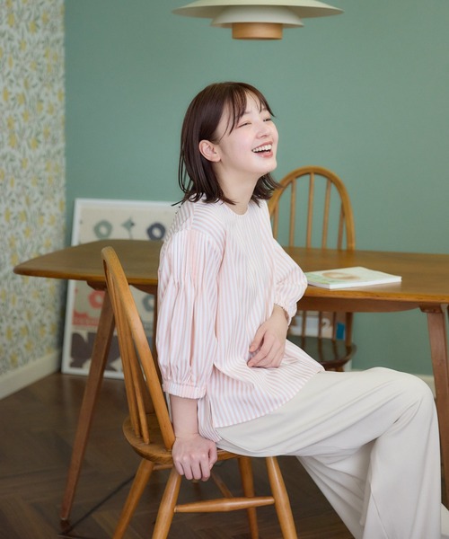 meeny miny(ミーニーマイニー)の「【メゾンテリア】ストライプブラウス(シャツ/ブラウス・レディース・ピンク/ブルー・S-M/M-L)」の7枚目の写真