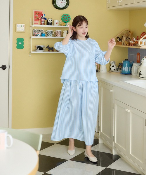 meeny miny(ミーニーマイニー)の「【メゾンテリア】ストライプブラウス(シャツ/ブラウス・レディース・ピンク/ブルー・S-M/M-L)」の10枚目の写真