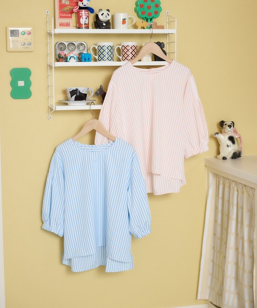 meeny miny(ミーニーマイニー)の「【メゾンテリア】ストライプブラウス(シャツ/ブラウス・レディース・ピンク/ブルー・S-M/M-L)」の22枚目の写真