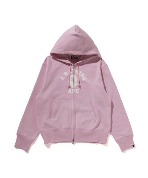 A BATHING APE(アベイシングエイプ)の「COLLEGE ZIP HOODIE(パーカー・レディース・ピンク/アイボリー・MEDIUM/SMALL)」の2枚目の写真