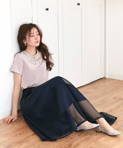 RUIRUE BOUTIQUE(ルイルエブティック)の「洗える ストレッチ | ドレスTシャツ ( ビジュー リボン ) | トップス・Tシャツ・カットソー・半袖Tシャツ・きれいめTシャツ・白Tシャツ(Tシャツ/カットソー・レディース・ブラック/ホワイト/ピンク・L/M)」の14枚目の写真