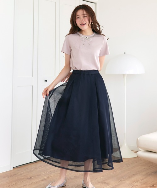 RUIRUE BOUTIQUE(ルイルエブティック)の「洗える ストレッチ | ドレスTシャツ ( ビジュー リボン ) | トップス・Tシャツ・カットソー・半袖Tシャツ・きれいめTシャツ・白Tシャツ(Tシャツ/カットソー・レディース・ブラック/ホワイト/ピンク・L/M)」の16枚目の写真