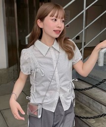 Kastane | 【6.14(日)0:00新色発売/5色展開/チェック&無地】パフリボンシャツ(シャツ/ブラウス)