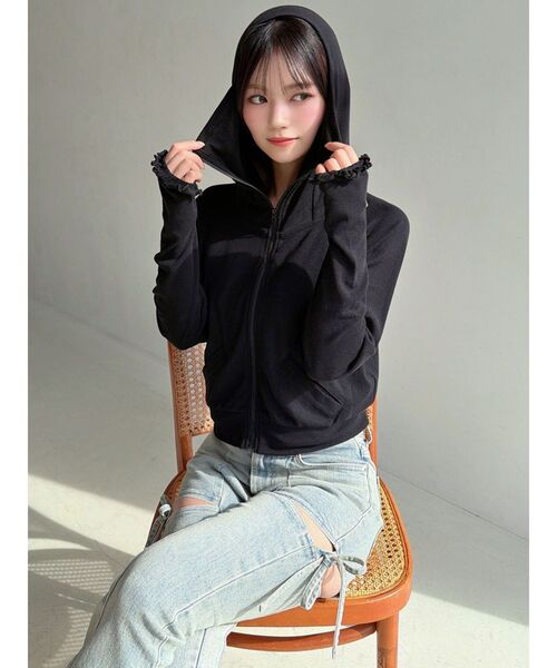 RESEXXY(リゼクシー)の「【UVカット】ベーシックパーカー(Tシャツ/カットソー・レディース・ブラック/ピンク/ホワイト/ブルー・FREE)」の9枚目の写真