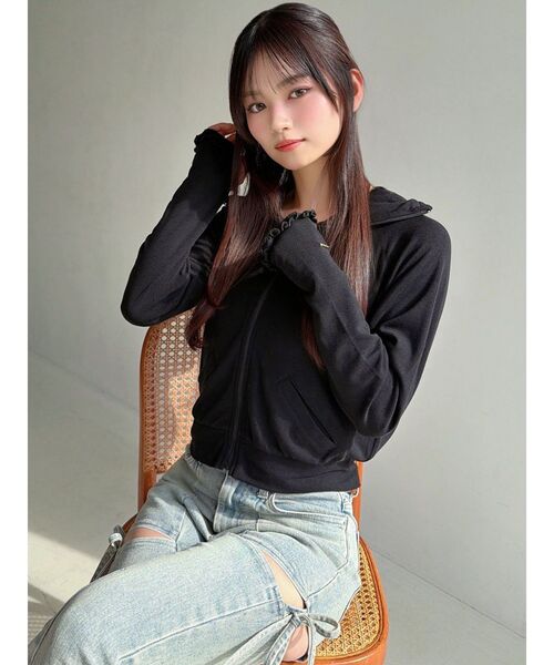 RESEXXY(リゼクシー)の「【UVカット】ベーシックパーカー(Tシャツ/カットソー・レディース・ブラック/ピンク/ホワイト/ブルー・FREE)」の10枚目の写真