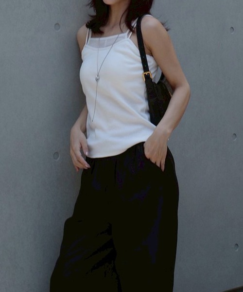 Reurie'(レウリィ)の「レイヤードシアーキャミ(chihiro select)【カップ付】 / レイヤード シアーキャミ 大人カジュアル 夏服 重ね着 シアートップス(タンクトップ・レディース・ブラウン/ブラック/ホワイト・FREE)」の20枚目の写真