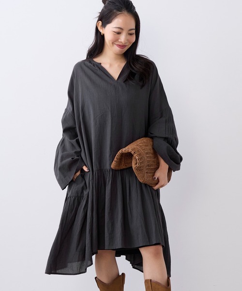 normment(ノーメント)の「【normment】ストライプフレアチュニック-STRIPE JQD FLARE TUNIC(チュニック・レディース・チャコールグレー/ホワイト・FREE)」の22枚目の写真