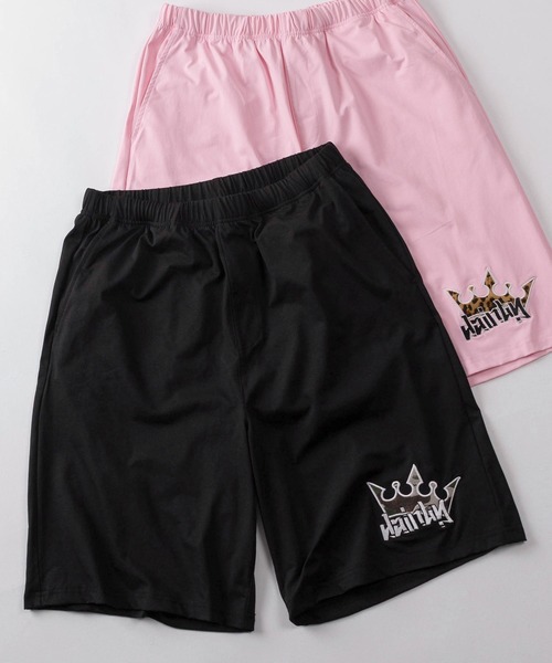 SlashDate(スラッシュデイト)の「【82】総柄ワッペンロゴ クラウンワッペン カーシブロゴ ショートパンツ/ハーフパンツ/ユニセックス/レディース/メンズ【セットアップ可能】(その他パンツ・メンズ・ホワイト系1/ホワイト系2/ブラック系2/ピンク系1/ピンク系2/ブラック系1/ホワイト系3/ブラック系3/ピンク系3・M/L)」の6枚目の写真