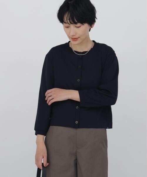 human woman(ヒューマンウーマン)の「◆【ウォッシャブル】フィンリーフライスカットソーカーディガン(カーディガン/ボレロ・レディース・ネイビー/レッド/ホワイト系その他・MEDIUM)」の1枚目の写真
