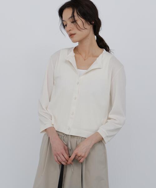 human woman(ヒューマンウーマン)の「◆【ウォッシャブル】フィンリーフライスカットソーカーディガン(カーディガン/ボレロ・レディース・ネイビー/レッド/ホワイト系その他・MEDIUM)」の6枚目の写真