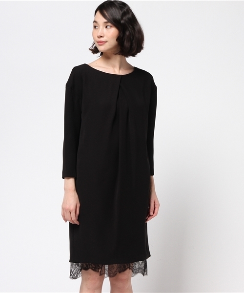 FIGARO Paris（フィガロパリ）の「◇レース付き コクーンワンピース◆（ワンピース・レディース・ブラック/ベージュ系その他・38/36）」の3枚目の写真