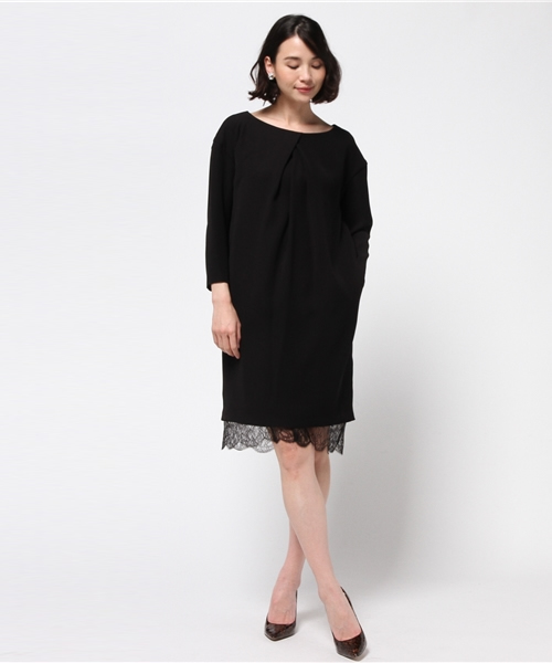 FIGARO Paris（フィガロパリ）の「◇レース付き コクーンワンピース◆（ワンピース・レディース・ブラック/ベージュ系その他・38/36）」の6枚目の写真