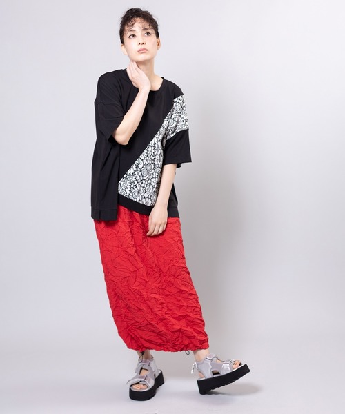 OSMOSIS(オズモーシス)の「レース切替Tシャツ(Tシャツ/カットソー・レディース・ネイビー/ホワイト/ブラック・ONE SIZE)」の10枚目の写真