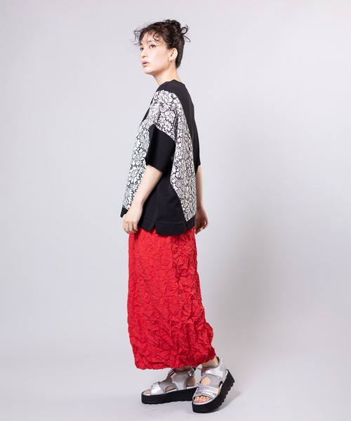 OSMOSIS(オズモーシス)の「レース切替Tシャツ(Tシャツ/カットソー・レディース・ネイビー/ホワイト/ブラック・ONE SIZE)」の9枚目の写真