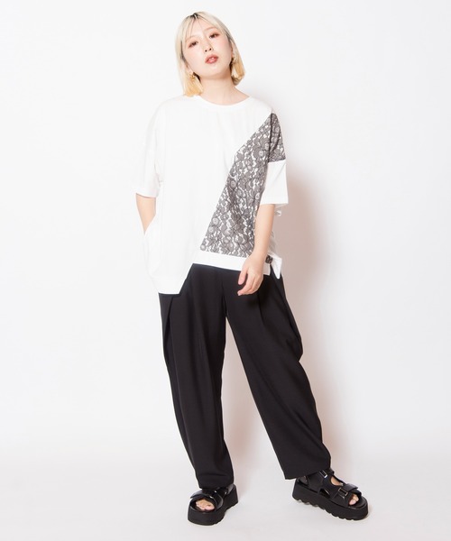 OSMOSIS(オズモーシス)の「レース切替Tシャツ(Tシャツ/カットソー・レディース・ネイビー/ホワイト/ブラック・ONE SIZE)」の22枚目の写真