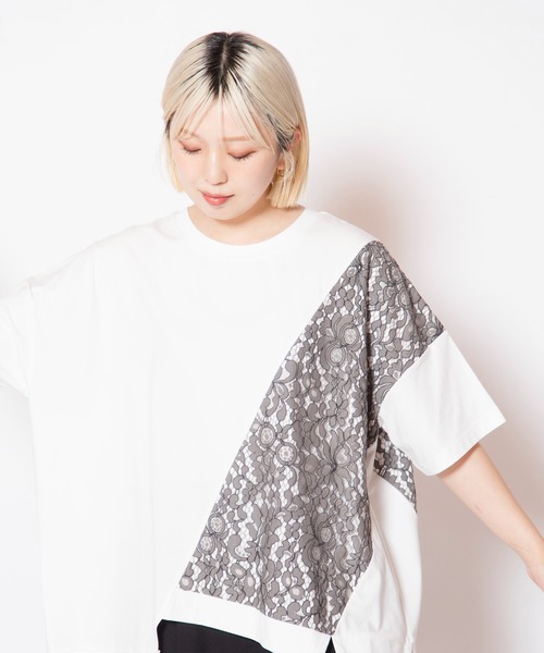 OSMOSIS(オズモーシス)の「レース切替Tシャツ(Tシャツ/カットソー・レディース・ネイビー/ホワイト/ブラック・ONE SIZE)」の18枚目の写真