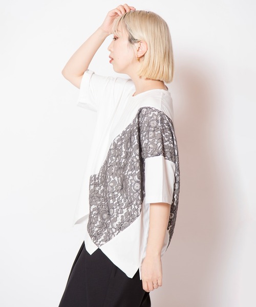 OSMOSIS(オズモーシス)の「レース切替Tシャツ(Tシャツ/カットソー・レディース・ネイビー/ホワイト/ブラック・ONE SIZE)」の17枚目の写真