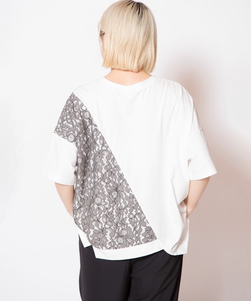 OSMOSIS(オズモーシス)の「レース切替Tシャツ(Tシャツ/カットソー・レディース・ネイビー/ホワイト/ブラック・ONE SIZE)」の16枚目の写真