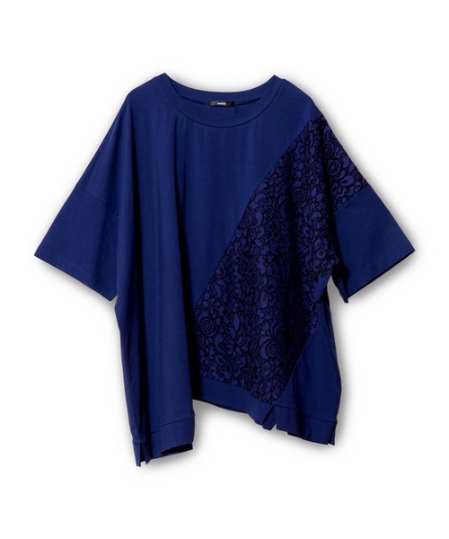 OSMOSIS(オズモーシス)の「レース切替Tシャツ(Tシャツ/カットソー・レディース・ネイビー/ホワイト/ブラック・ONE SIZE)」の12枚目の写真