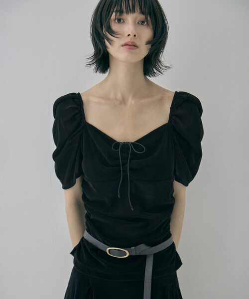 FETICO(フェティコ)の「【FETICO/フェティコ】《STUDIOUS別注》VELOUR TEE/ベロアT(Tシャツ/カットソー・レディース・ブラック/ブラウン・FREE)」の5枚目の写真