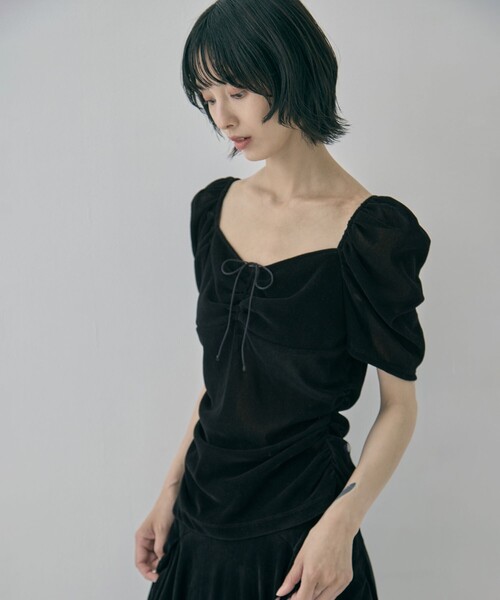 FETICO(フェティコ)の「【FETICO/フェティコ】《STUDIOUS別注》VELOUR TEE/ベロアT(Tシャツ/カットソー・レディース・ブラック/ブラウン・FREE)」の13枚目の写真