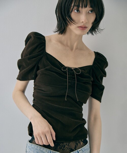 FETICO(フェティコ)の「【FETICO/フェティコ】《STUDIOUS別注》VELOUR TEE/ベロアT(Tシャツ/カットソー・レディース・ブラック/ブラウン・FREE)」の19枚目の写真
