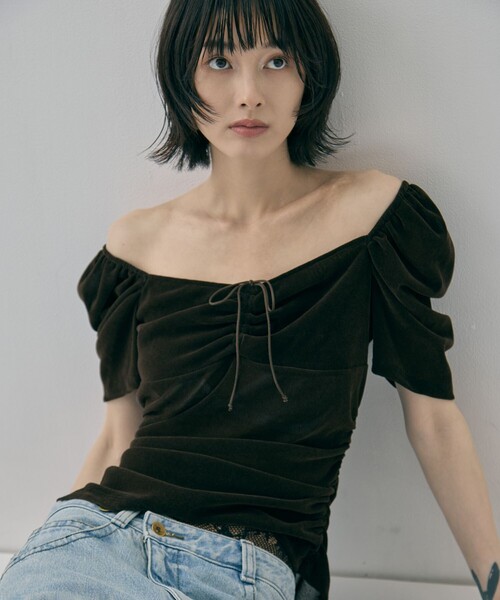 FETICO(フェティコ)の「【FETICO/フェティコ】《STUDIOUS別注》VELOUR TEE/ベロアT(Tシャツ/カットソー・レディース・ブラック/ブラウン・FREE)」の20枚目の写真