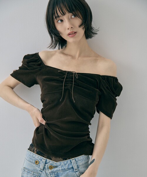 FETICO(フェティコ)の「【FETICO/フェティコ】《STUDIOUS別注》VELOUR TEE/ベロアT(Tシャツ/カットソー・レディース・ブラック/ブラウン・FREE)」の21枚目の写真