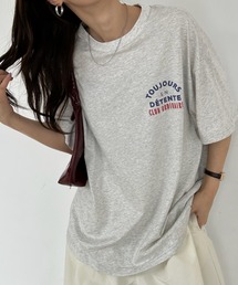 Tシャツ 半袖 ワンポイント ロゴプリント クルーネック カットソー メランジ オートミール カジュアル トップス 夏