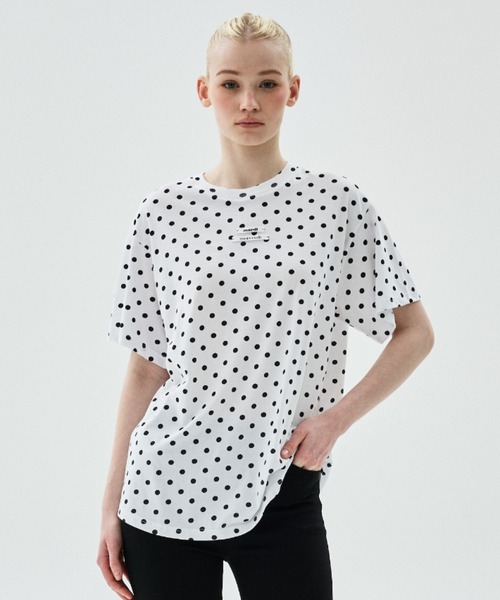 Mardi Mercredi（マルディメクルディ）の「TSHIRT DOT DOUBLE LABEL / Tシャツ ドット ダブル ラベル（Tシャツ/カットソー・レディース・ホワイト・FREE）」の2枚目の写真
