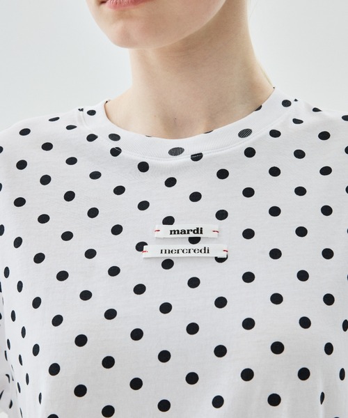 Mardi Mercredi（マルディメクルディ）の「TSHIRT DOT DOUBLE LABEL / Tシャツ ドット ダブル ラベル（Tシャツ/カットソー・レディース・ホワイト・FREE）」の3枚目の写真