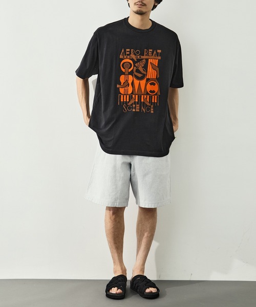 LOOSE JOINTS(ルーズジョインツ)の「【LOOSE JOINTS/ルーズジョインツ】MASATO MAEKAWA - AFRO BEAT SCIENCE S/S TEE(Tシャツ/カットソー・メンズ・ブラック/ホワイト・XL/L)」の6枚目の写真