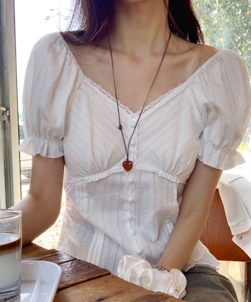 FUNdaysion（ファンデイション）の「パフスリーブトップス（シャツ/ブラウス・レディース・ホワイト/ブラック・M）」の10枚目の写真