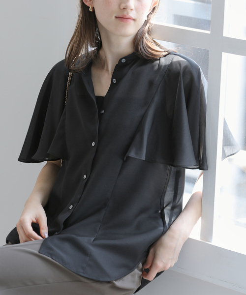La TOTALITE(ラトータリテ)の「《WEB限定》【洗える】ケープスリーブシャツ(シャツ/ブラウス・レディース・ブラック/ブラック系その他/ホワイト・FREE)」の12枚目の写真
