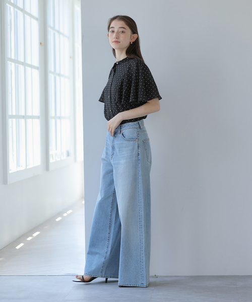 La TOTALITE(ラトータリテ)の「《WEB限定》【洗える】ケープスリーブシャツ(シャツ/ブラウス・レディース・ブラック/ブラック系その他/ホワイト・FREE)」の18枚目の写真